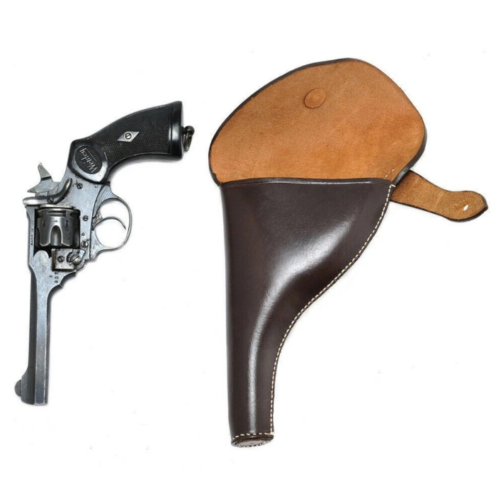 British-Style Black Leather Revolver Holster