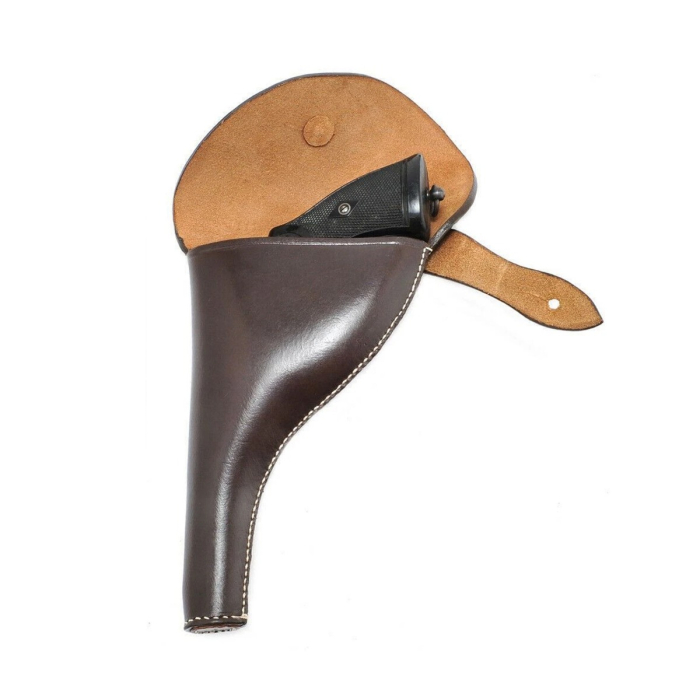 British-Style Black Leather Revolver Holster