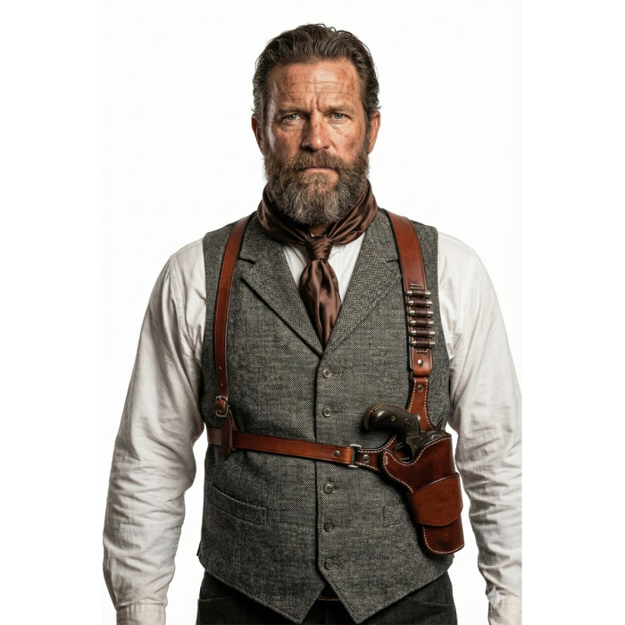 Brown Leather Double Shoulder Holster Rig