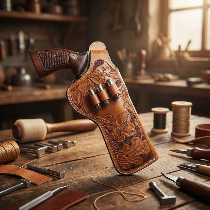 Brown Duty Holster with Bullet Loops