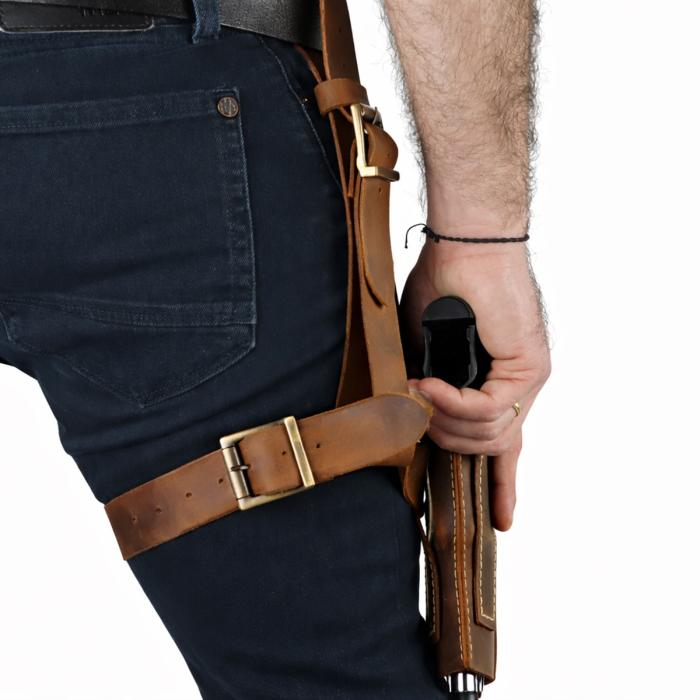 Brown Leather Adjustable Drop Leg Holster