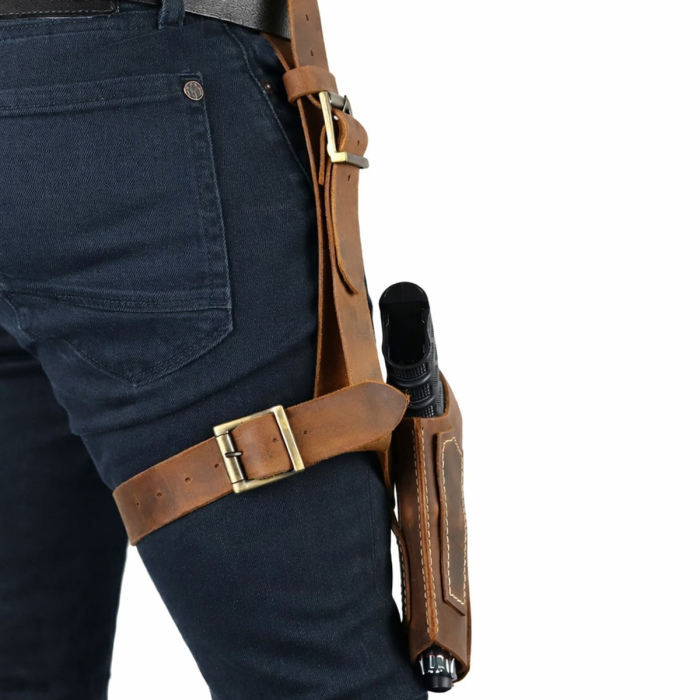 Brown Leather Adjustable Drop Leg Holster