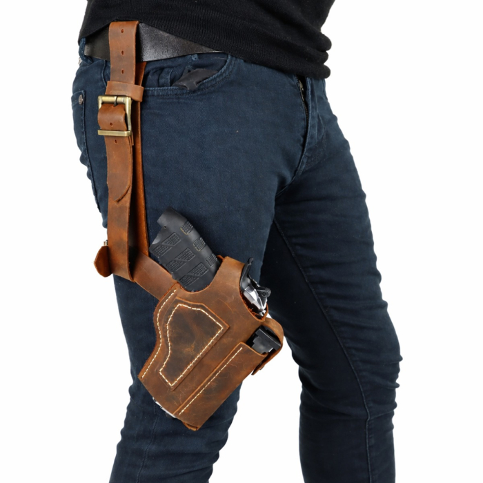 Brown Leather Adjustable Drop Leg Holster