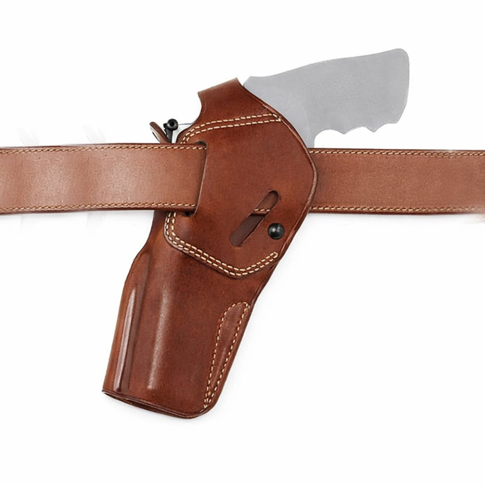 Brown Leather Strongside Belt Holster with Retention Strap