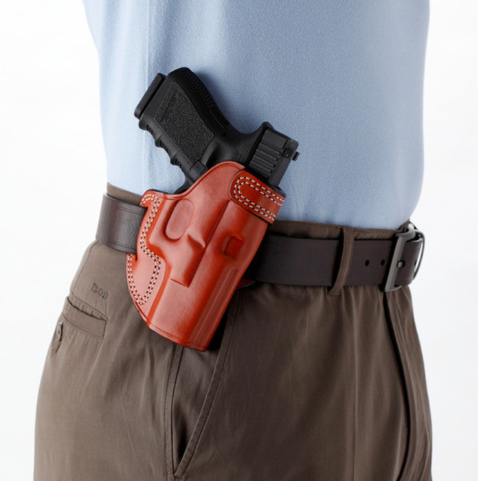 Brown Leather Belt Scabbard Holster Open Top