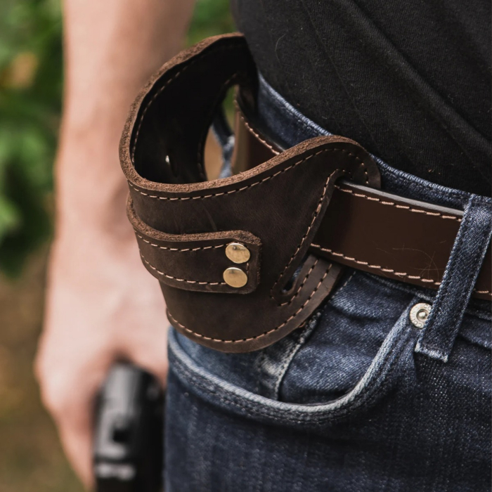 Brown Leather Belt Slide Holster