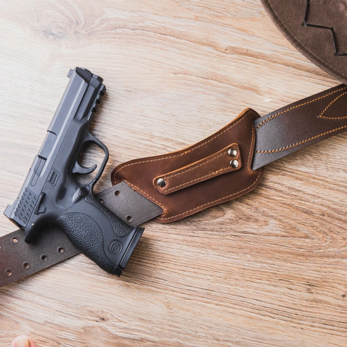 Brown Leather Belt Slide Holster