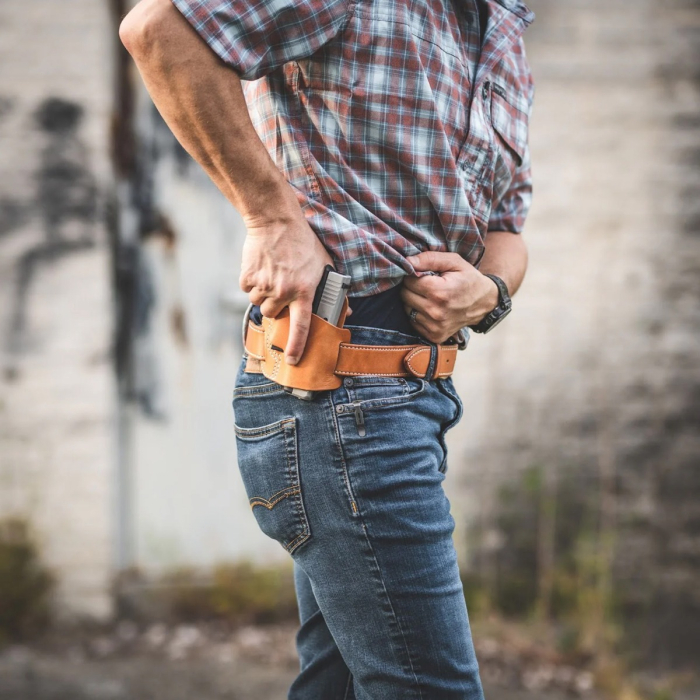 Brown Leather Belt Slide OWB Holster