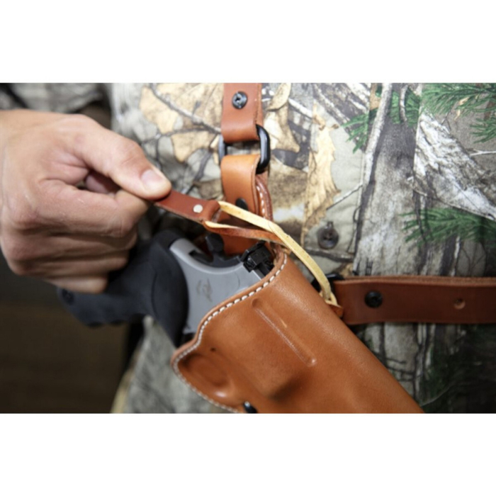 Brown Leather Chest Holster For Large Frame Handguns