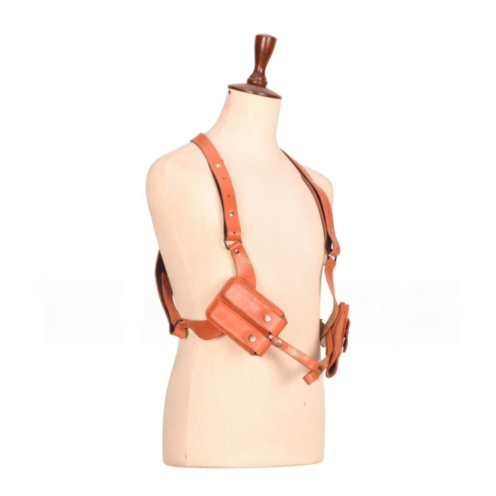 Brown Leather Dual Pouch Shoulder Holster Harness