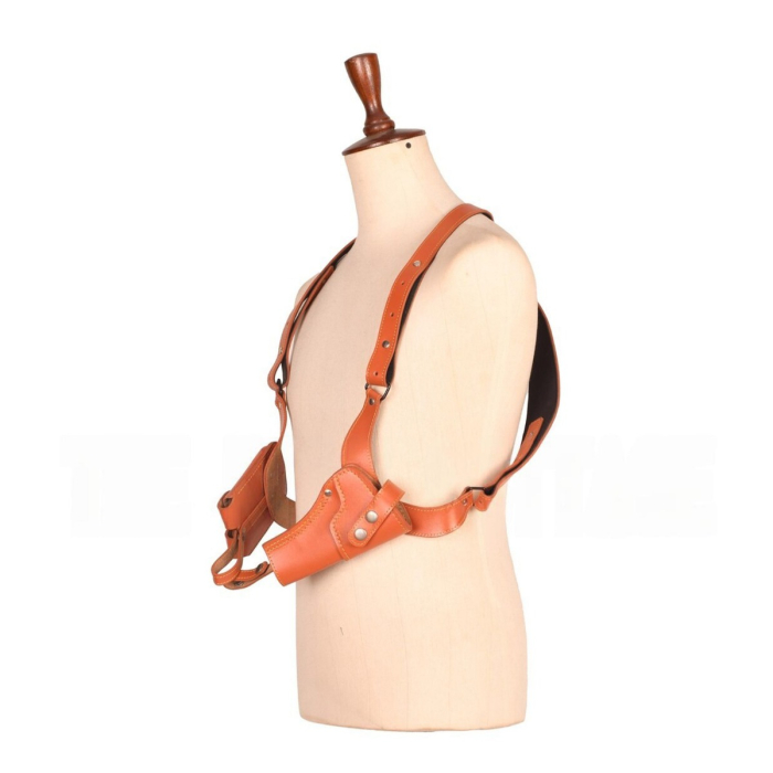 Brown Leather Dual Pouch Shoulder Holster Harness