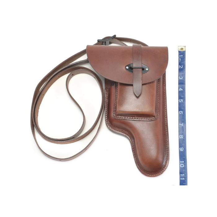 Brown Leather Flap Holster With Shoulder Strap