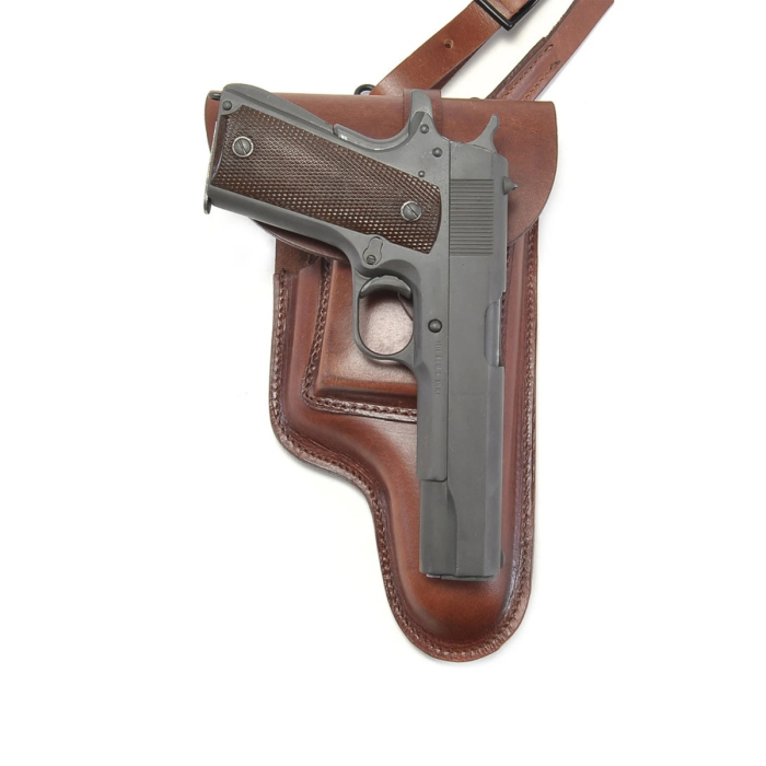 Brown Leather Flap Holster With Shoulder Strap