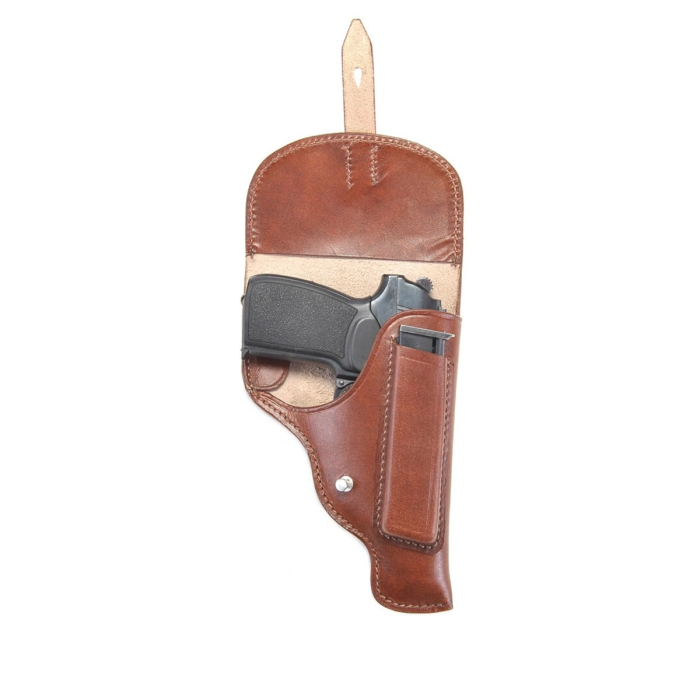 Brown Leather Flap Holster With Magazine Pouch