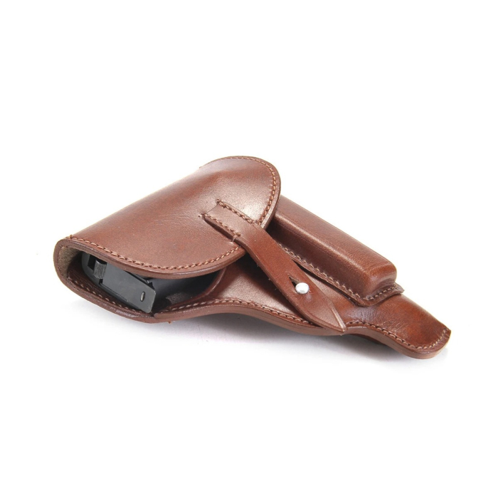 Brown Leather Flap Holster With Magazine Pouch