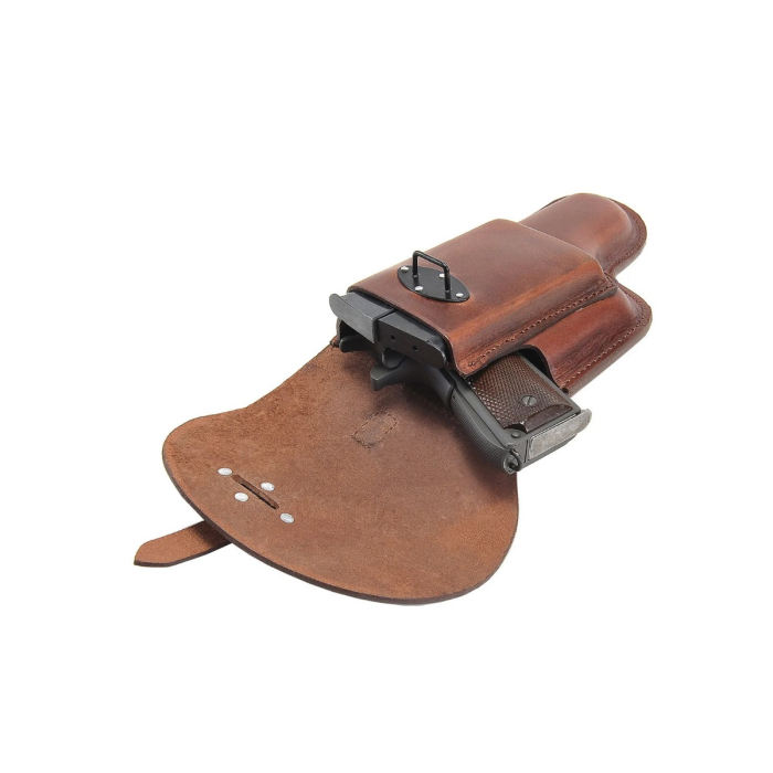 Brown Leather Flap Holster With Shoulder Strap