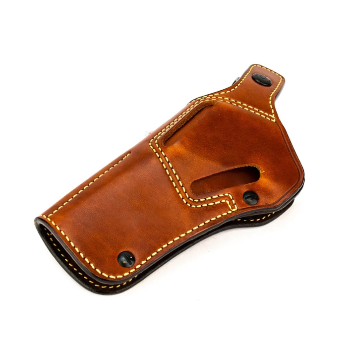 Brown Leather Strongside Crossdraw Belt Holster With Thumb Break
