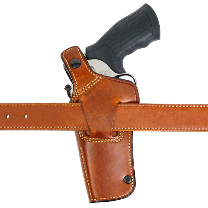 Brown Leather Strongside Crossdraw Belt Holster With Thumb Break
