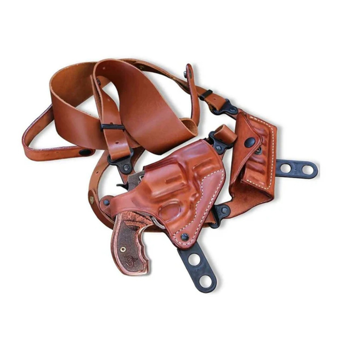 Brown Leather Horizontal Shoulder Holster With Bullet Carrier