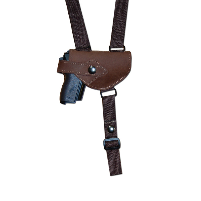 Brown Leather Horizontal Shoulder Holster With Tie Down