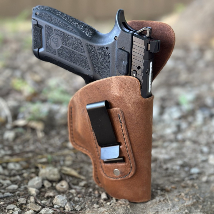 Brown Leather IWB Holster With Clip