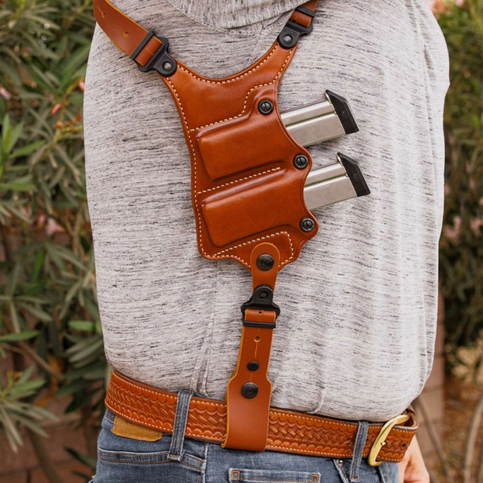 Brown Leather Horizontal Shoulder Holster System