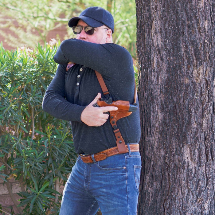 Brown Leather Horizontal Shoulder Holster System