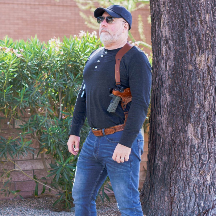 Brown Leather Horizontal Shoulder Holster System