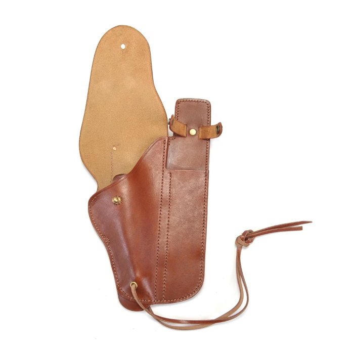 Brown Leather Military Flap Holster With Utility Sheath