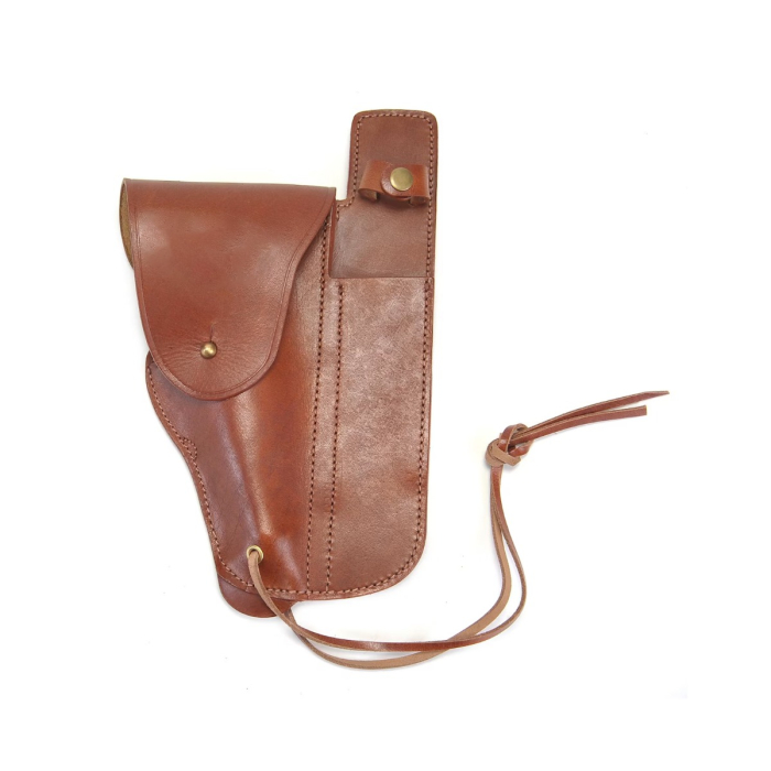 Brown Leather Military Flap Holster With Utility Sheath