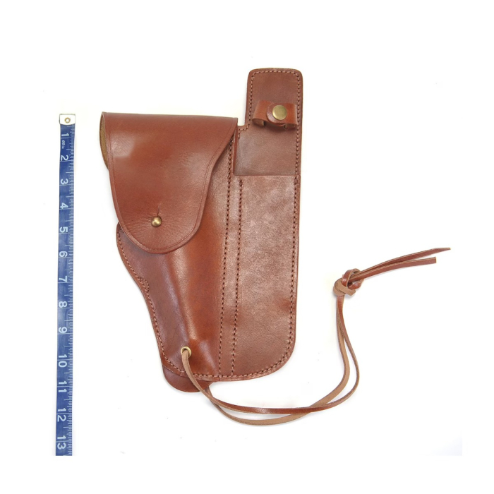 Brown Leather Military Flap Holster With Utility Sheath
