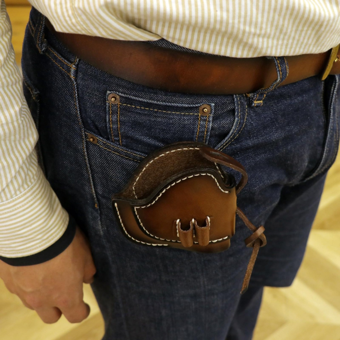 Brown Leather OWB Holster With Ammo Loops