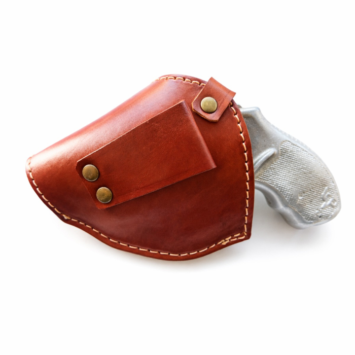 Brown Leather OWB Holster With Retention Strap