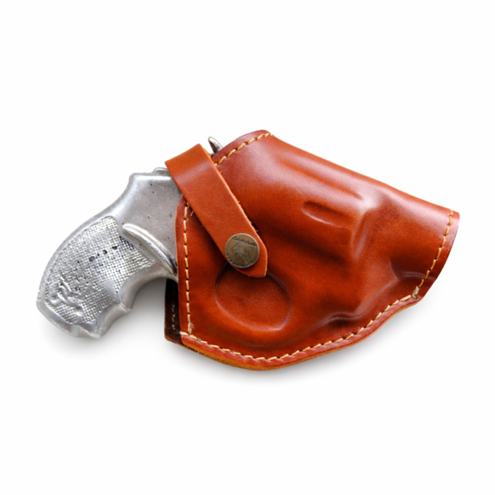 Brown Leather OWB Holster With Retention Strap