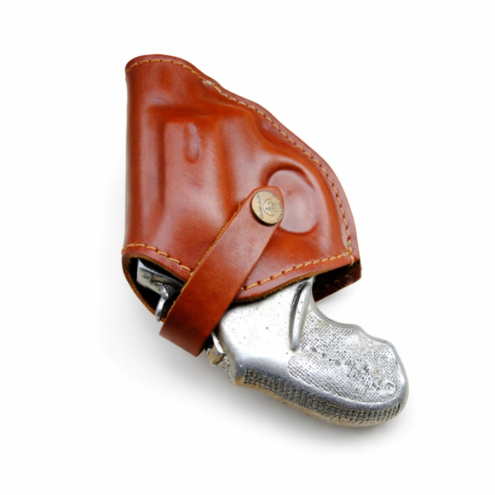 Brown Leather OWB Holster With Retention Strap