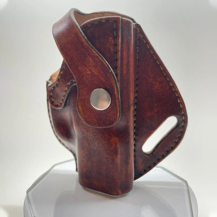 Brown Leather OWB Holster With Snap Strap