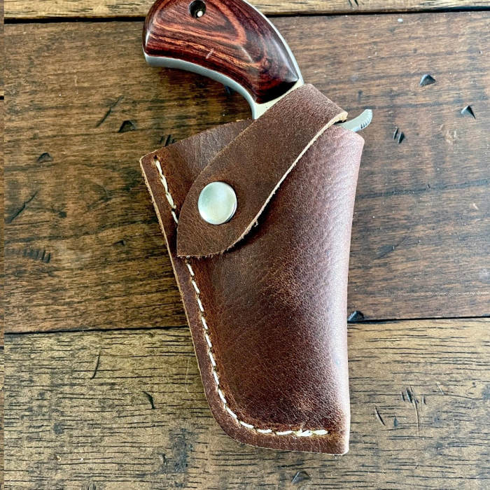 Brown Leather Pocket Revolver Snap Holster