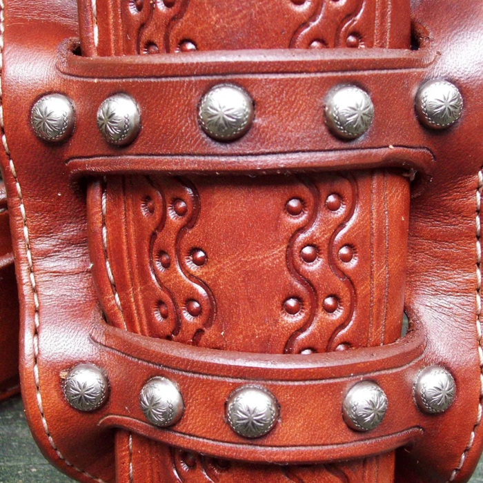 Brown Western Leather Revolver Holster Belt with Cartridge Loops