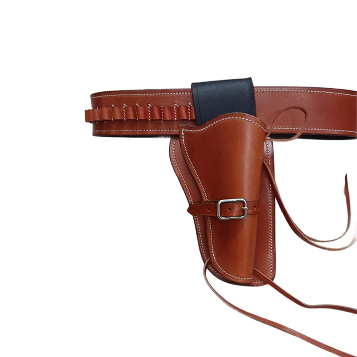 Brown Leather Revolver Holster Belt Set