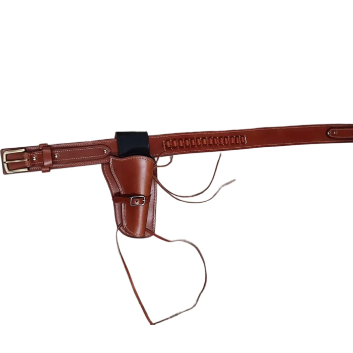 Brown Leather Revolver Holster Belt Set