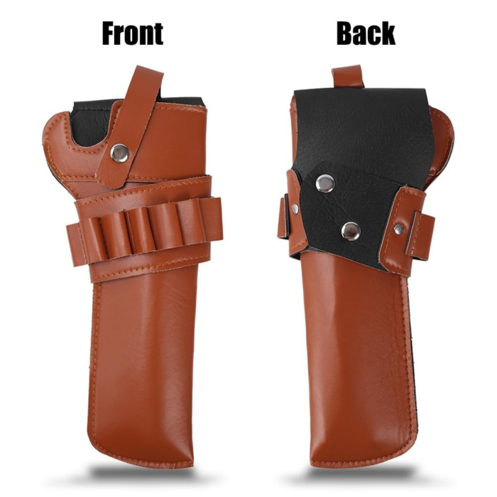 Brown Leather Revolver Holster With Cartridge Loops
