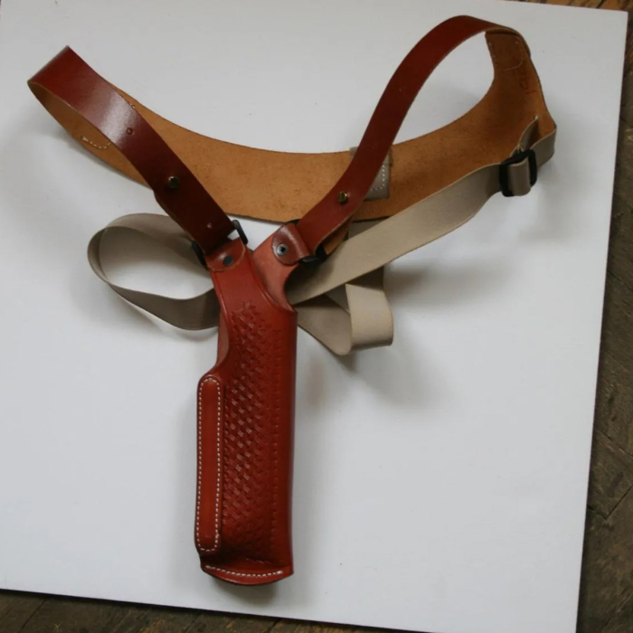 Brown Premium Leather Vertical Shoulder Carry Holster