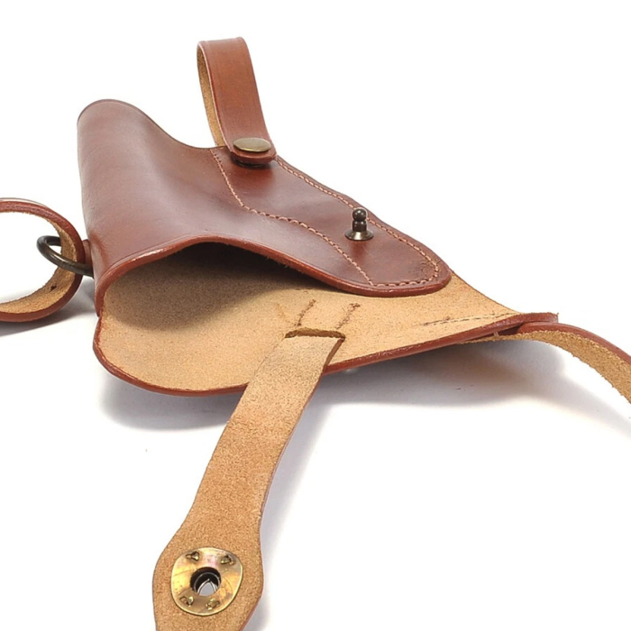 Brown Leather Shoulder Holster With Built-In Mag Pouch