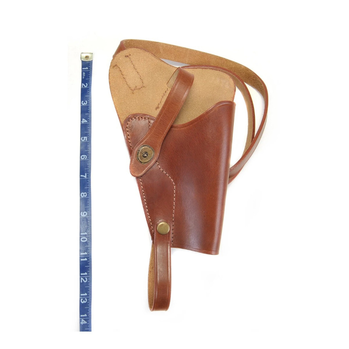 Brown Leather Shoulder Holster With Built-In Mag Pouch