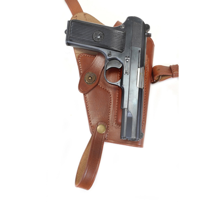 Brown Leather Shoulder Holster with Spare Magazine Pouch