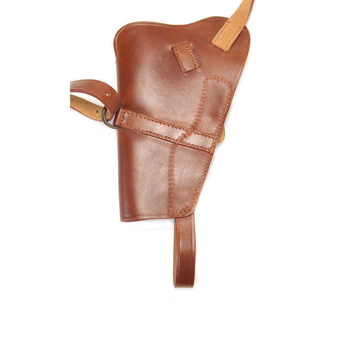 Brown Leather Shoulder Holster With Built-In Mag Pouch