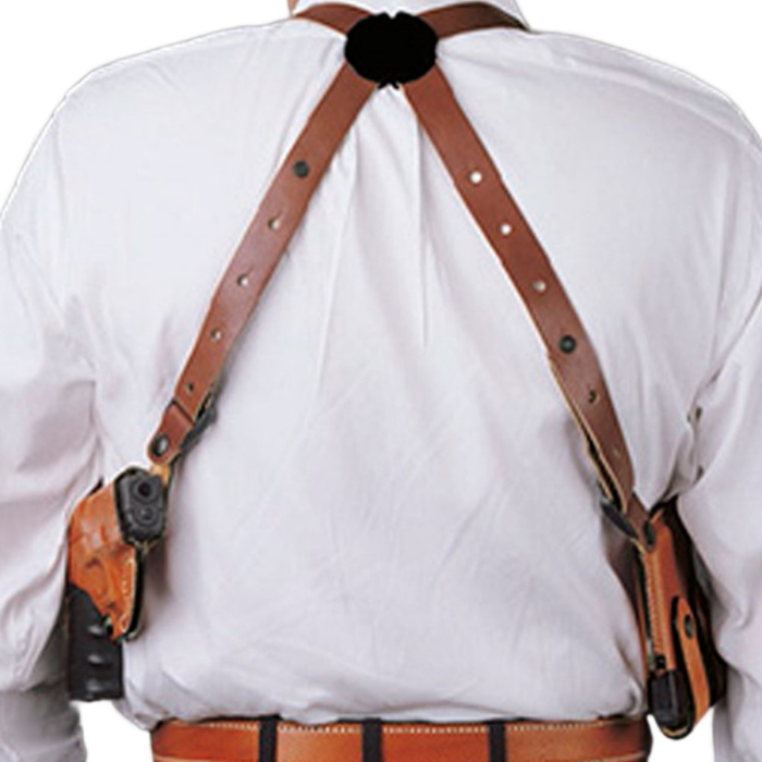 Brown Leather Shoulder Holster Rig with Double Magazine Carrier
