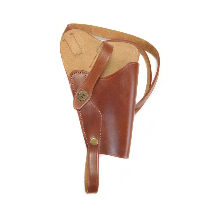 Brown Leather Shoulder Holster With Built-In Mag Pouch