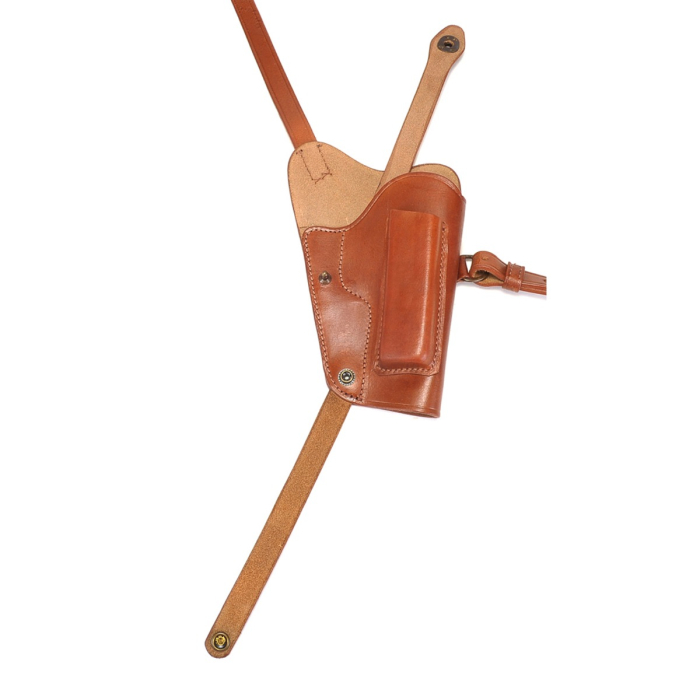 Brown Leather Shoulder Holster with Spare Magazine Pouch