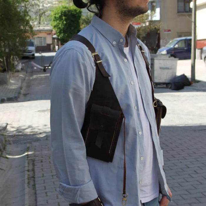 Brown Leather Shoulder Utility Bag